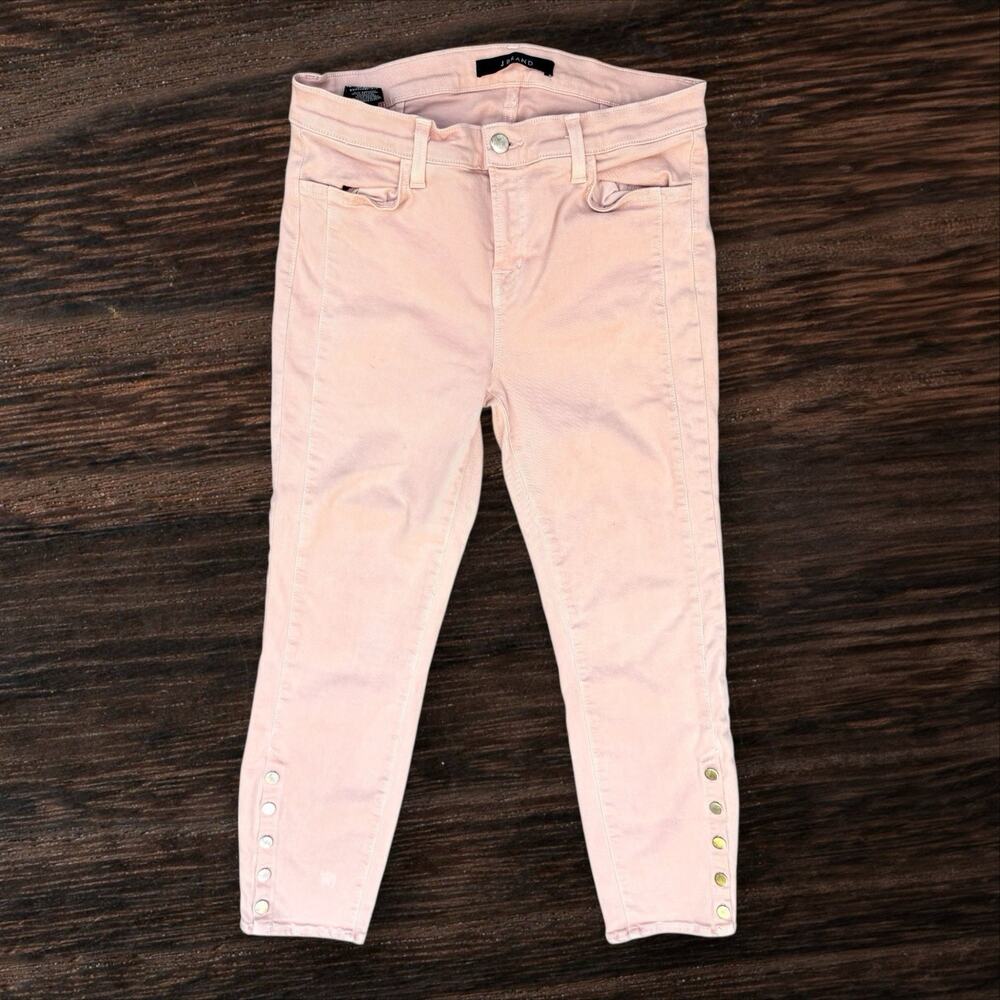 J. BRAND Womens Jeans 30 Suvi Pink Utility Snap Button Cuff Mid Rise Crop Skinny